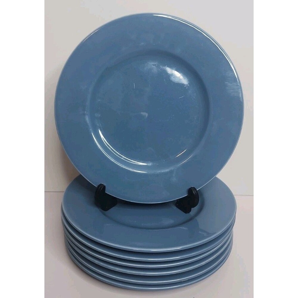 Set Of  7 Lenox Casual Colors Blue Salad Plates 8 1/4" Solid Used